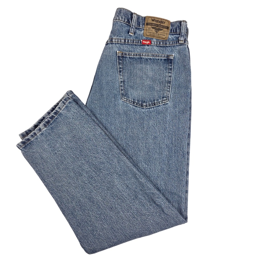 Wrangler Premium Quality Mens Jeans 38x32 Blue Denim Comfort Fit Workwear Rugged